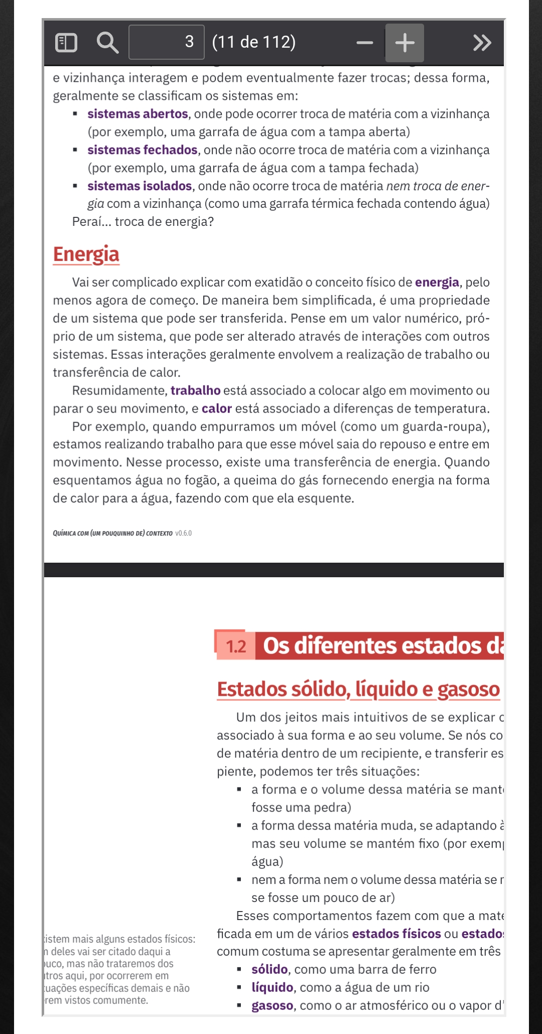 Print do PDF do livro, no celular. Há duas páginas, uma abaixo da outra; o zoom pega completamente a coluna de texto da primeira, mas corta a da segunda.